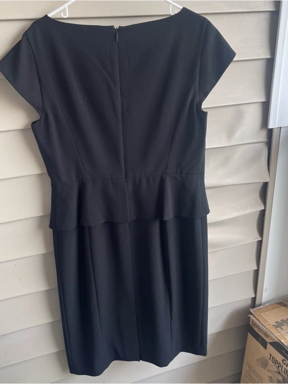 Tory Burch LBD‎ Brooklyn Peplum Sleeveless Plunging V Neck Black Crepe Dress 14